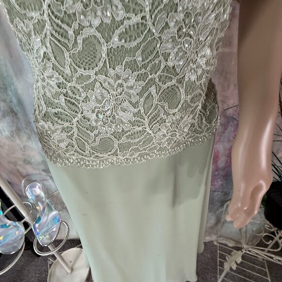 ๐David's Bridal Lace Beaded Chiffon Full Skirt Prom -Cocktail Bridesmaid Dress - Picture 4 of 16